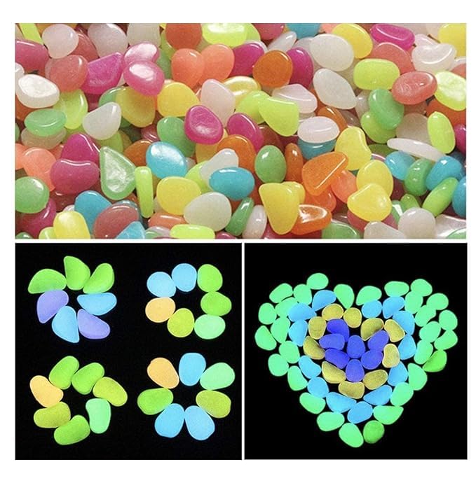 Glow in the Dark Garden Pebbles – 100 pcs Resin Stones - O'Homely