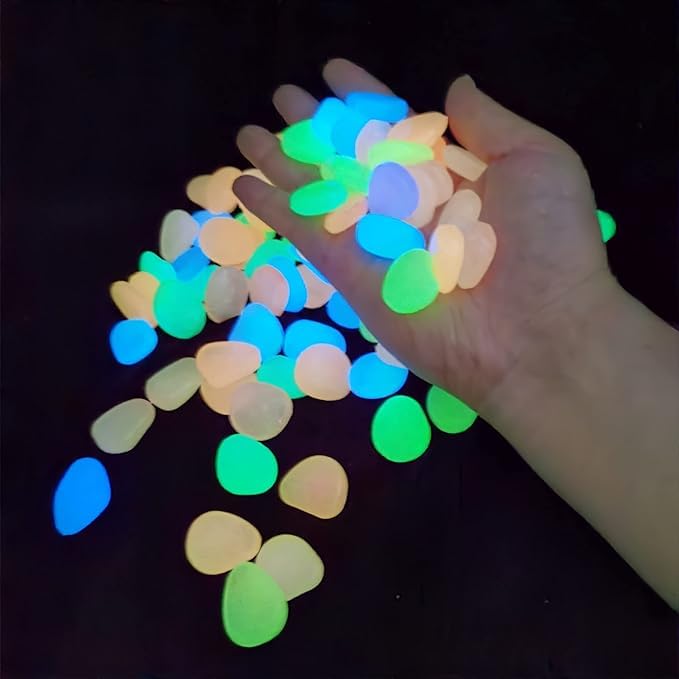 Glow in the Dark Garden Pebbles – 100 pcs Resin Stones - O'Homely