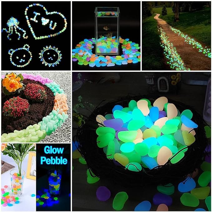 Glow in the Dark Garden Pebbles – 100 pcs Resin Stones - O'Homely