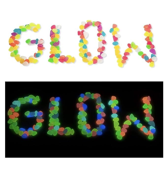 Glow in the Dark Garden Pebbles – 100 pcs Resin Stones - O'Homely