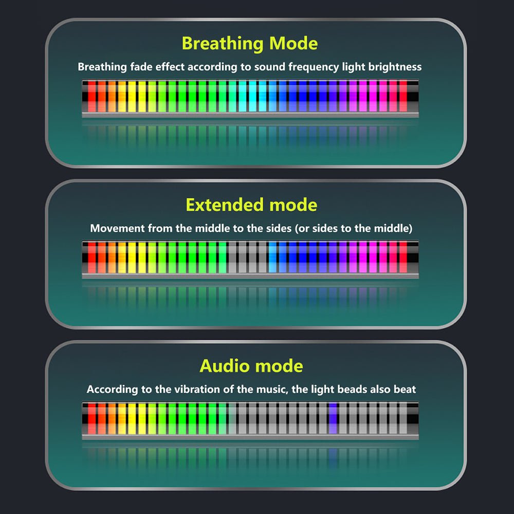 Smart RGB Rhythm Light Bar – Music Sync, Voice Activated, 9 Modes, App Control - O'Homely