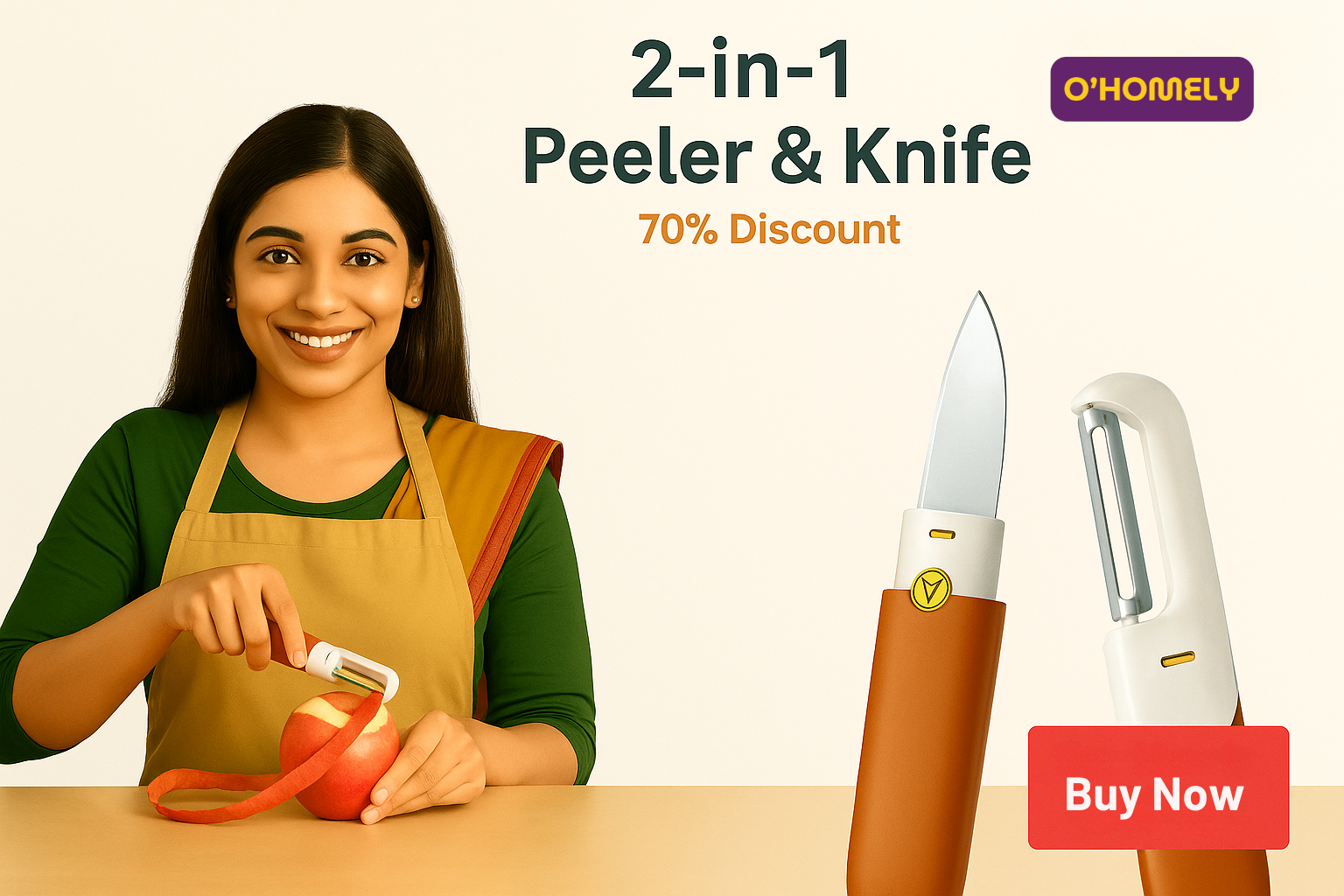2-in-1 Peeler & Knife – Compact, Dual-Use Kitchen Tool