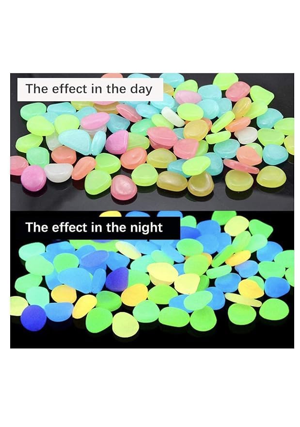 Glow in the Dark Garden Pebbles – 100 pcs Resin Stones - O'Homely