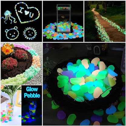 Glow in the Dark Garden Pebbles – 100 pcs Resin Stones - O'Homely