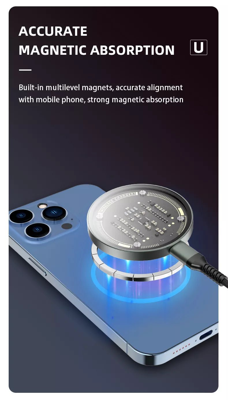Magnetic Wireless Charger for iPhone | 15W Fast Charging Pad - O'Homely